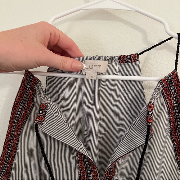 Ann Taylor LOFT Women's Embroidered Tassel Halter Top - Picture 3 of 5
